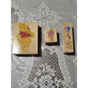 Vintage Disney Winnie the Pooh Rubber Stamp Lot Set‎ All Night Media Kite Heart
